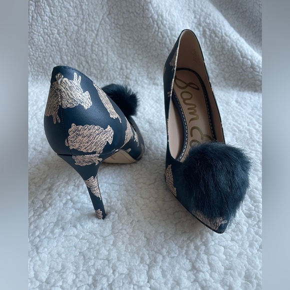 Sam Eldemen- sexy Pom Pom brocade heels - Picture 4 of 6